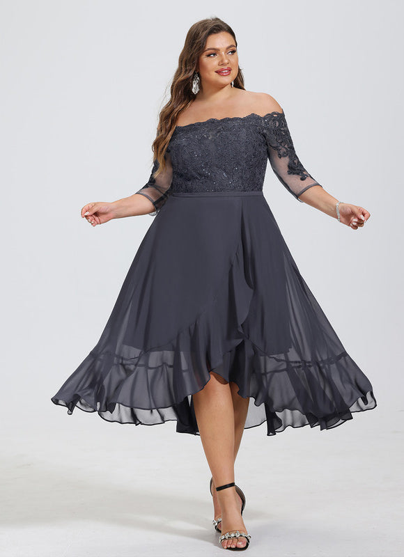 Robe Asymétrique Soirée Brodée - gallery 7