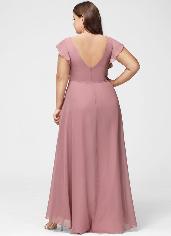 Robe Asymétrique Fluide À Volants - gallery 7