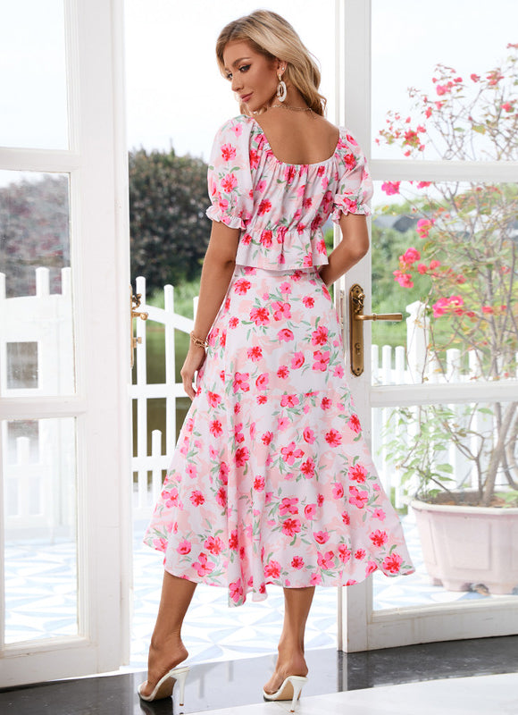 Robe Asymétrique Ensemble Fleuri Léger - gallery 3