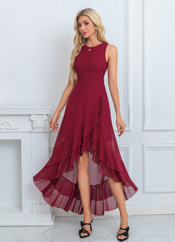 Robe Asymétrique Maxi Élasthanne Volants - gallery 4