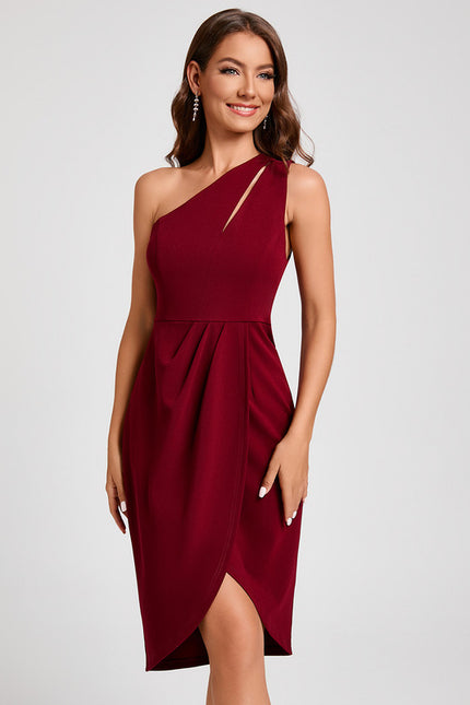 Robe Asymétrique Crêpe Asymétrique Bordeaux - gallery 4