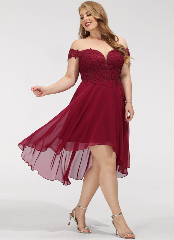 Robe Asymétrique Cocktail Bordeaux - gallery 8