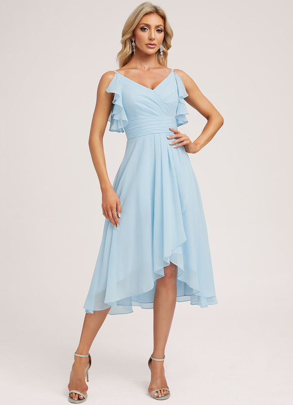 Robe Asymétrique Fluide Vert Pâle - gallery 3