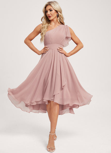Robe Asymétrique Asymétrique Rose Élégante
