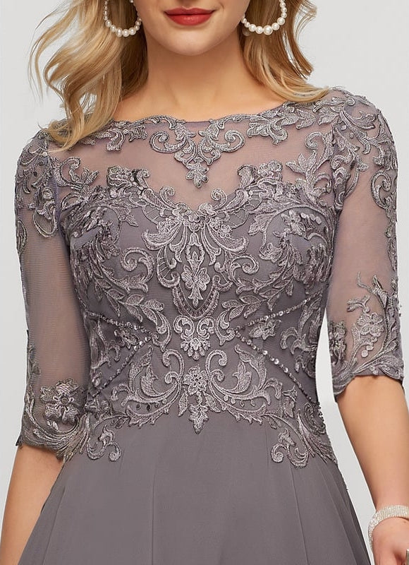 Robe Asymétrique Grise Ornée - gallery 4