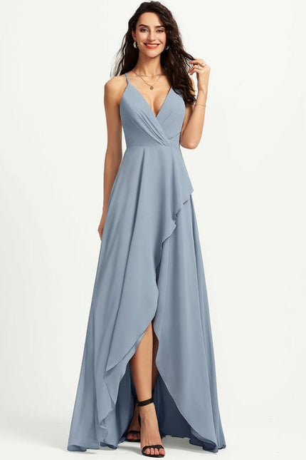 Robe Courte Asymétrique Coupe Trapèze À Volants - gallery 1