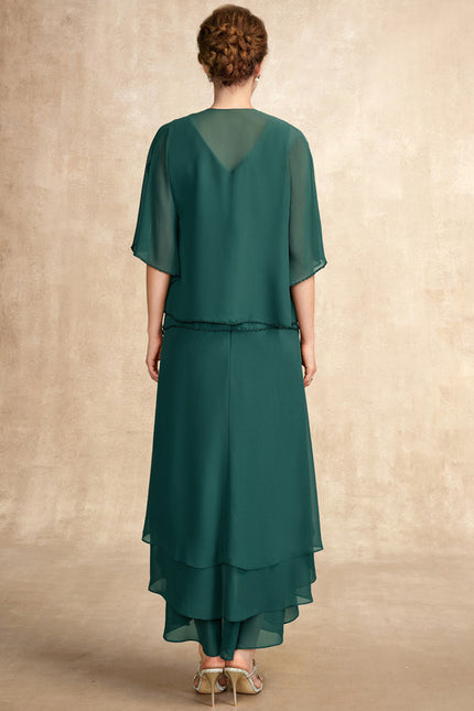 Robe Asymétrique Émeraude Plissée - gallery 4