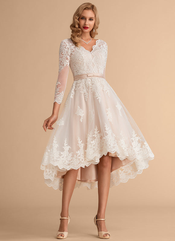 Robe Asymétrique Dentelle Champêtre