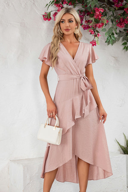 Robe Asymétrique Fluide Rose - gallery 3