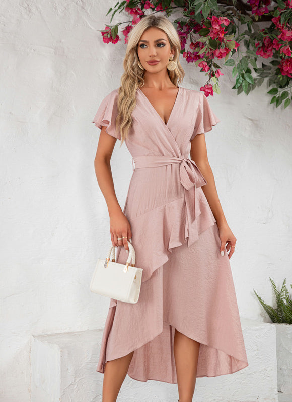 Robe Asymétrique Fluide Rose - gallery 3