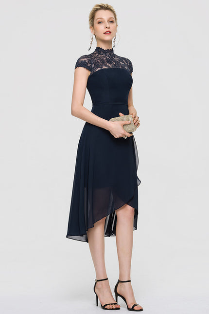 Robe Asymétrique À Volants Bleu - gallery 1