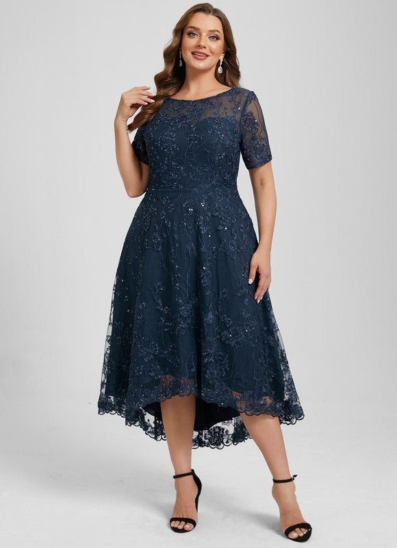 Robe Asymétrique Dentelle Étoilée - gallery 8
