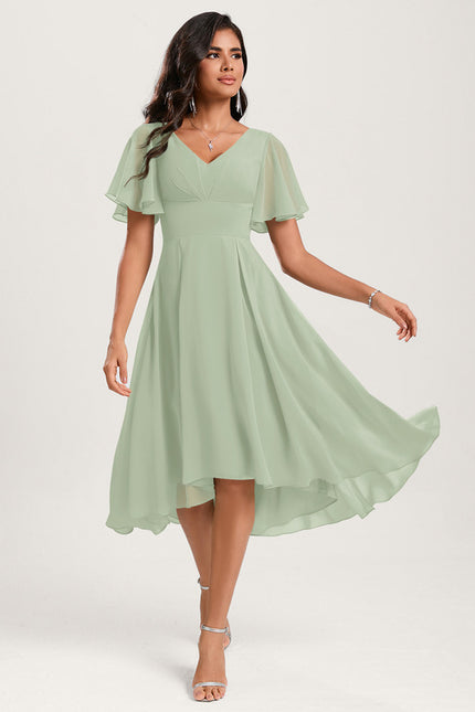 Robe Asymétrique Fluide Vert Pâle