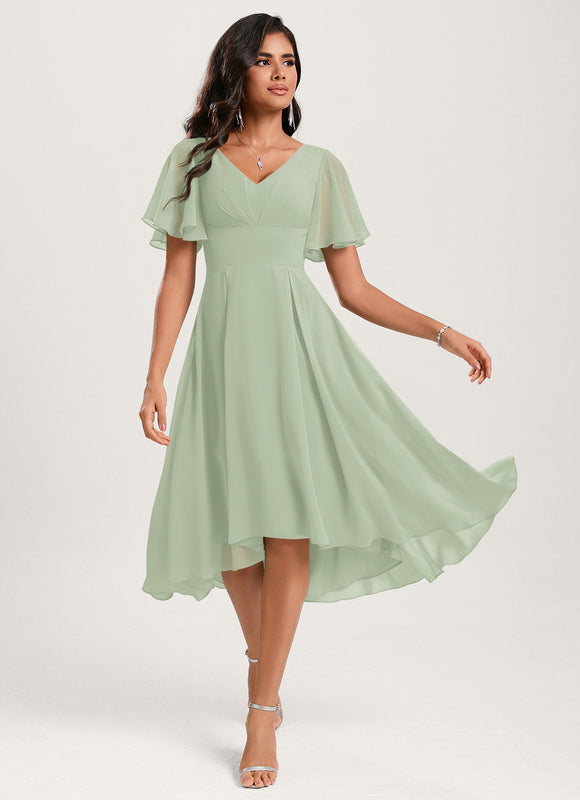Robe Asymétrique Fluide Vert Pâle