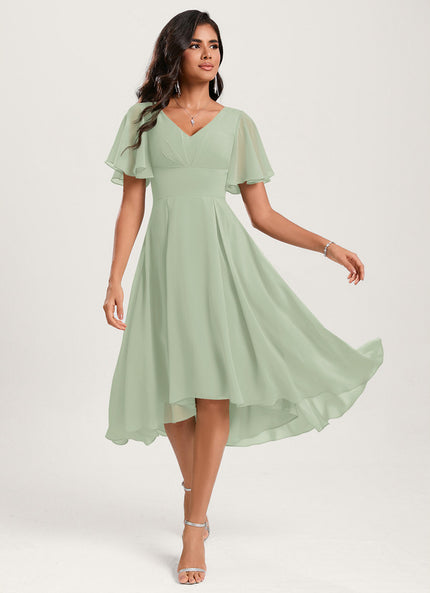 Robe Asymétrique Fluide Vert Pâle
