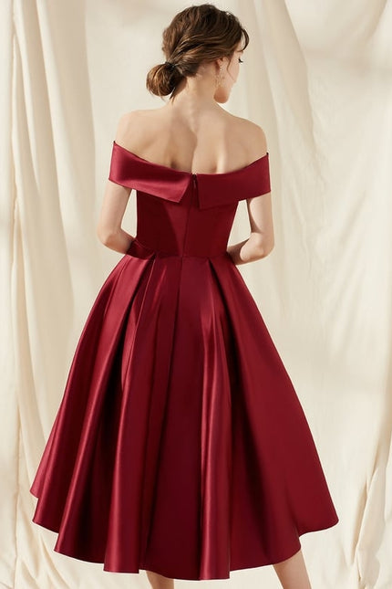 Robe Asymétrique Satinée Évasée - gallery 5