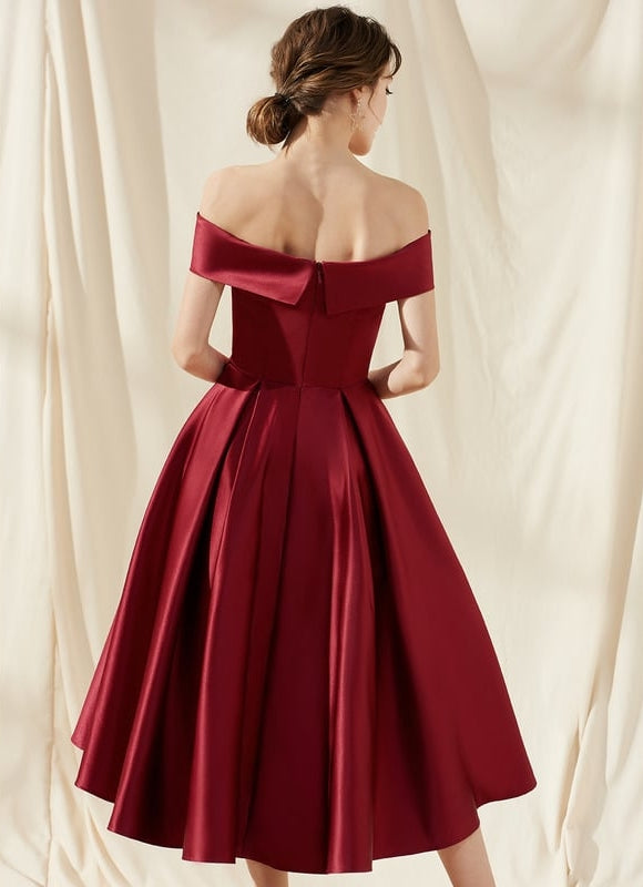 Robe Asymétrique Satinée Évasée - gallery 5