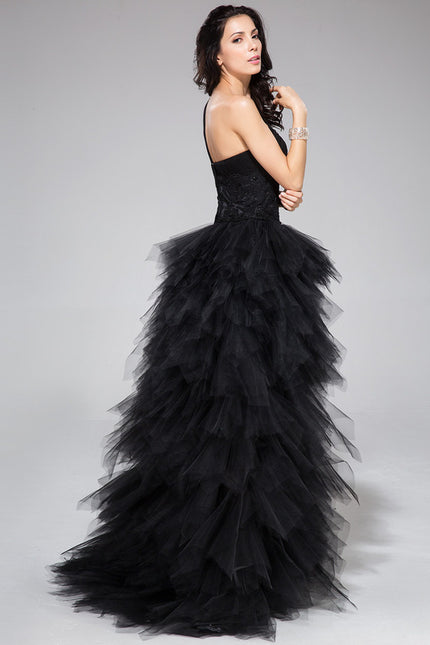 Robe Asymétrique Tulle Noir Éclatante - gallery 3