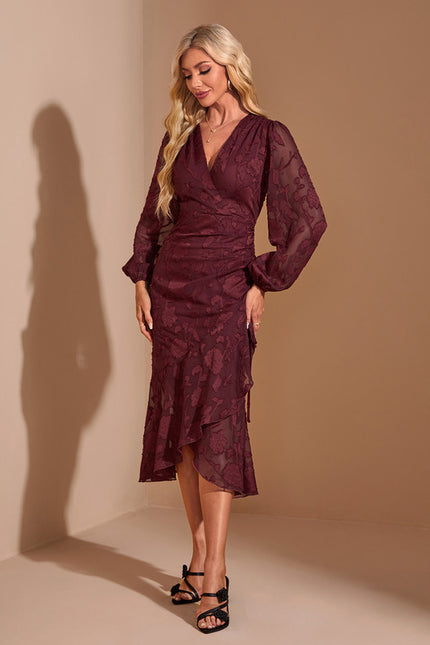 Robe Asymétrique Bordeaux - gallery 5
