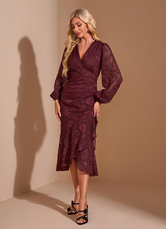 Robe Asymétrique Bordeaux - gallery 5
