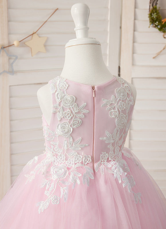 Robe Asymétrique Tulle Rose Décorative - gallery 3
