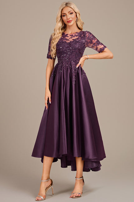 Robe Asymétrique Satin Violette - gallery 3