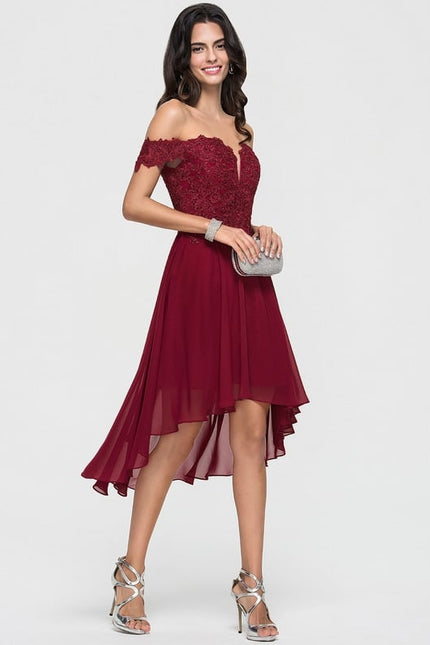 Robe Asymétrique Rouge Velours Élégant - gallery 3