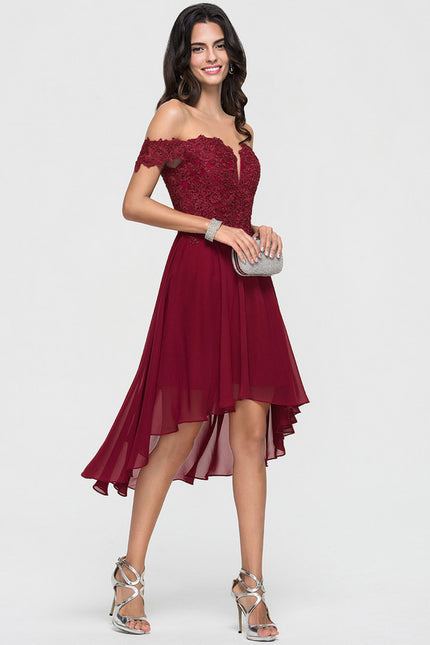 Robe Asymétrique Cocktail Bordeaux - gallery 3