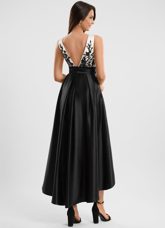 Robe Asymétrique Élégante Noire - gallery 4