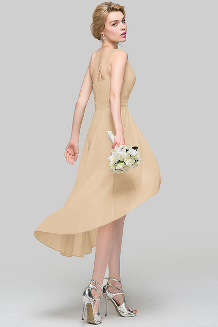 Robe Asymétrique Chiffon Nude - gallery 4