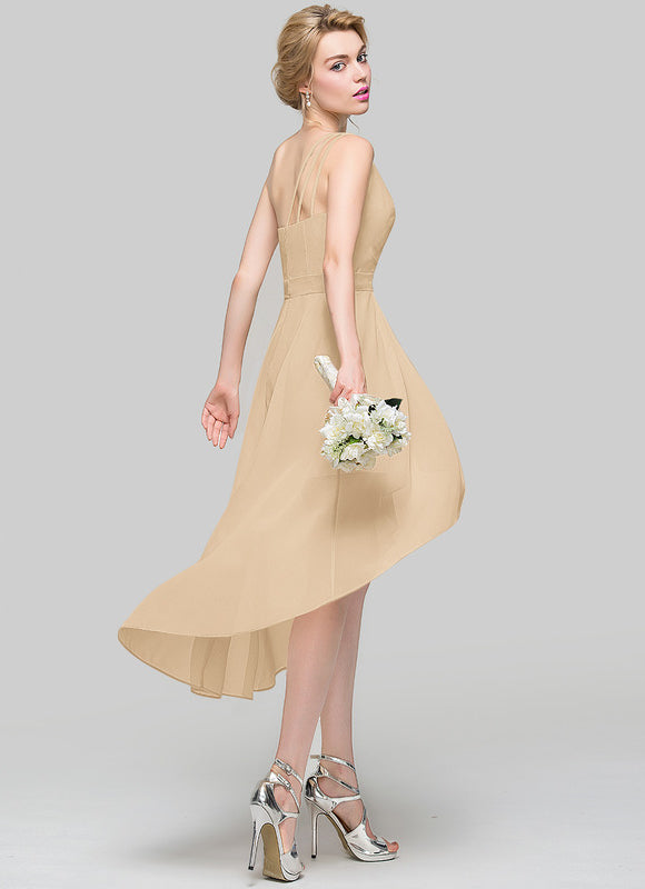 Robe Asymétrique Chiffon Nude - gallery 4