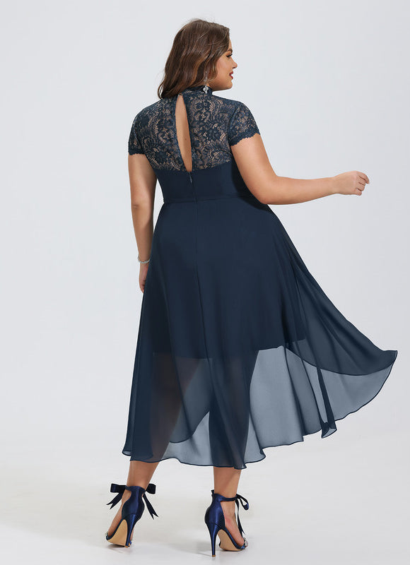 Robe Asymétrique À Volants Bleu - gallery 5