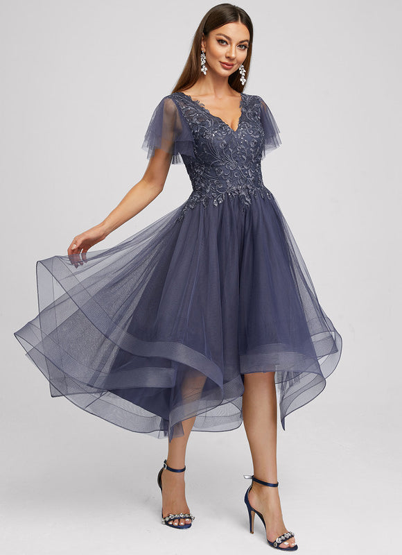 Robe Asymétrique Tulle Asymétrique Scintillante - gallery 3