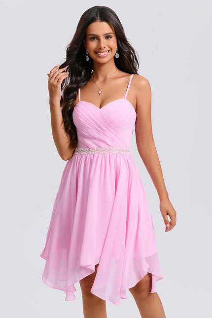 Robe Asymétrique Bal Rose Légère - gallery 3