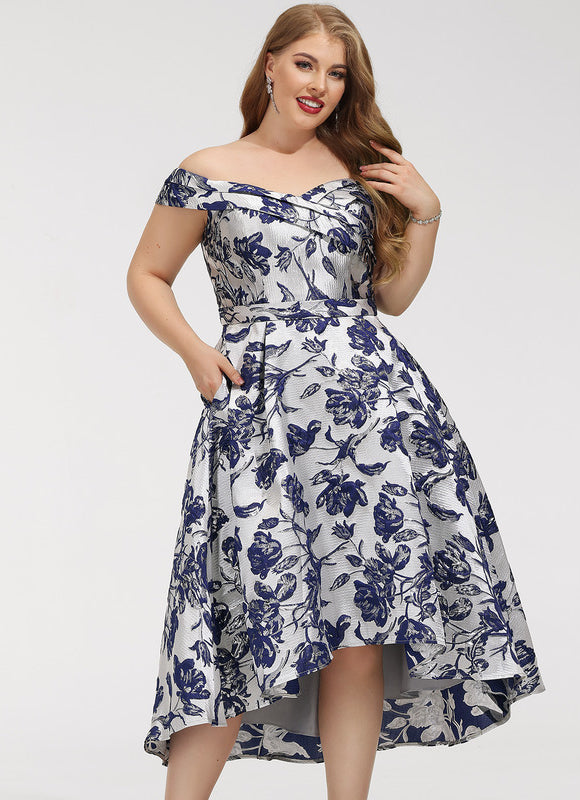 Robe Asymétrique Fleurie Satinée - gallery 8