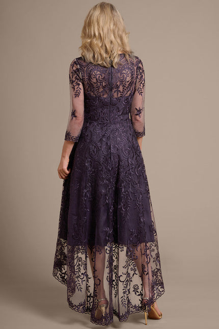 Robe Asymétrique Violette Brodée - gallery 7