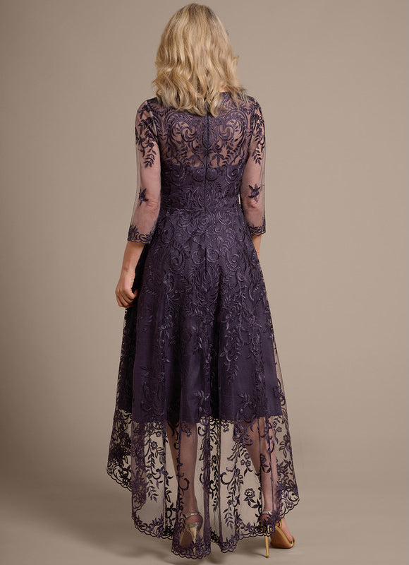 Robe Asymétrique Violette Brodée - gallery 7