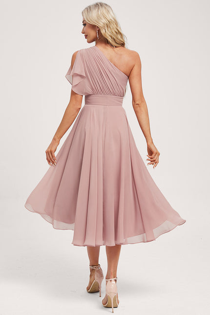 Robe Asymétrique Asymétrique Rose Élégante - gallery 4