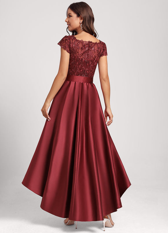 Robe Asymétrique Satinée Pétale Étoilée - gallery 1
