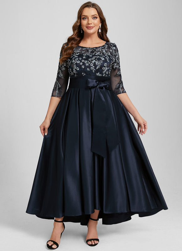 Robe Asymétrique Satinée Florale - gallery 8