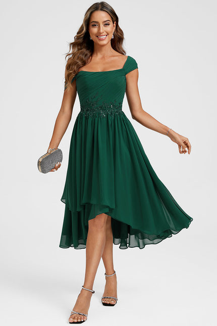 Robe Asymétrique Émeraude Fluide - gallery 2