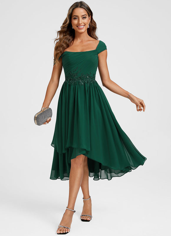 Robe Asymétrique Émeraude Fluide - gallery 2