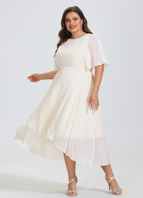 Robe Asymétrique Plissée Aérienne - gallery 4