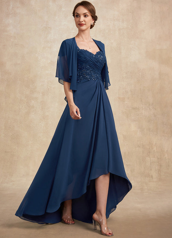 Robe Asymétrique Mousseline Bleu Profond - gallery 3