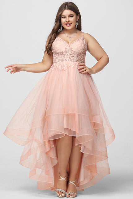 Robe Asymétrique Floue Rose Élégante - gallery 9