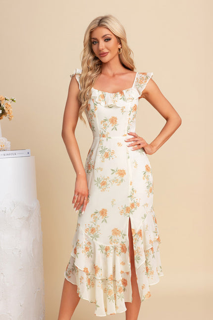 Robe Asymétrique Créme À Volants - gallery 4