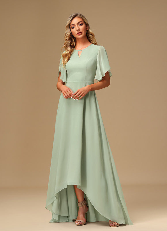 Robe Asymétrique Longue Vert Pâle - gallery 2