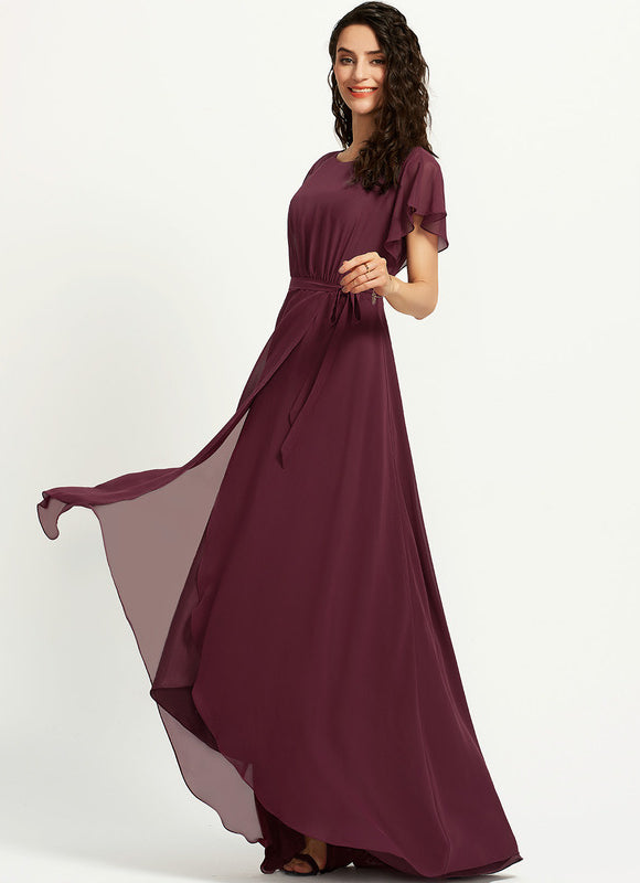 Robe Asymétrique Fluide À Volants - gallery 1