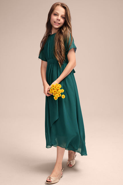 Robe Asymétrique Mousseline Émeraude - gallery 2