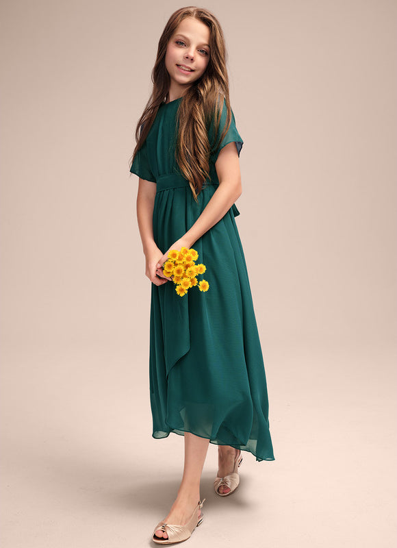 Robe Asymétrique Mousseline Émeraude - gallery 2